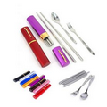 3 Pieces Set Stainless Steel (Chopsticks, Fork, Spoon) With Metal Case